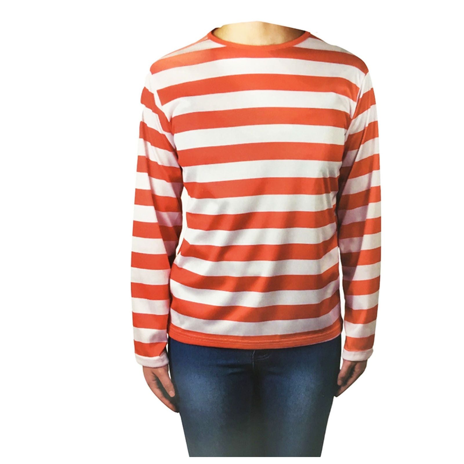 KIDS Red and White Striped Top Wenda Waldo Shirt Costume Party Book Week